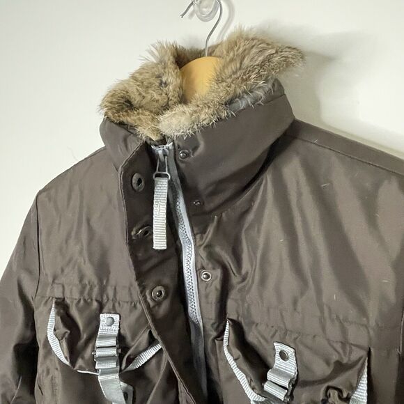 Compagnia Della Moda Brown Down Jacket Rabbit Fur Collar Women XS/S Alps Skiing - Picture 7 of 16